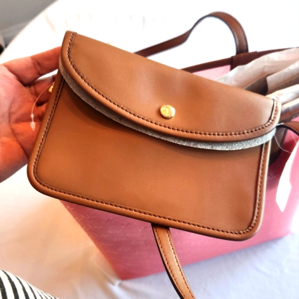 🏷️MK Eliza Large NS Tote Bag with Pouch Clear Geranium PINK - Picture 8 of 11